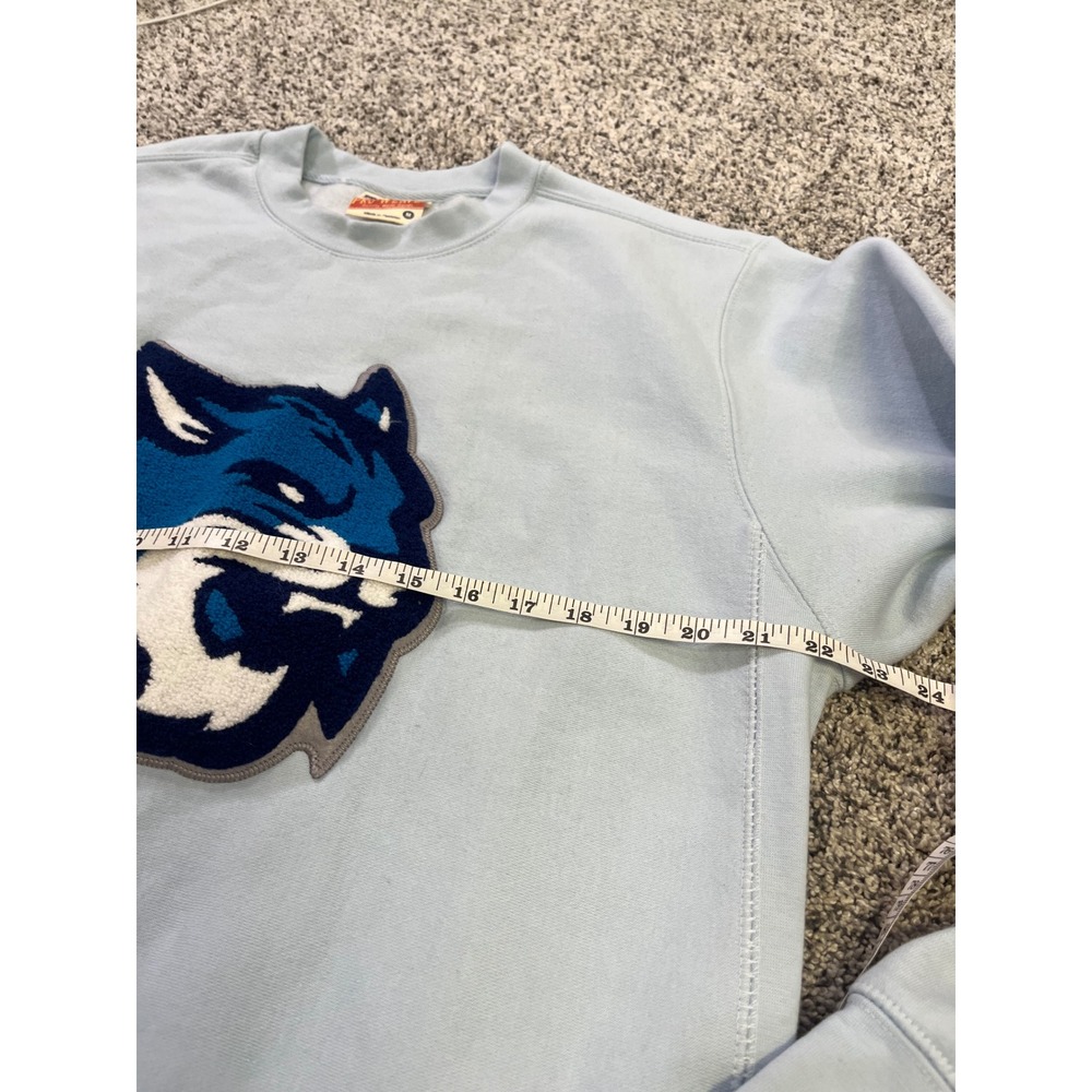 MV Sport Pro-Weave Crewneck Sweatshirt Medium Light Blue Wildcat Chenille Patch - Picture 7 of 11